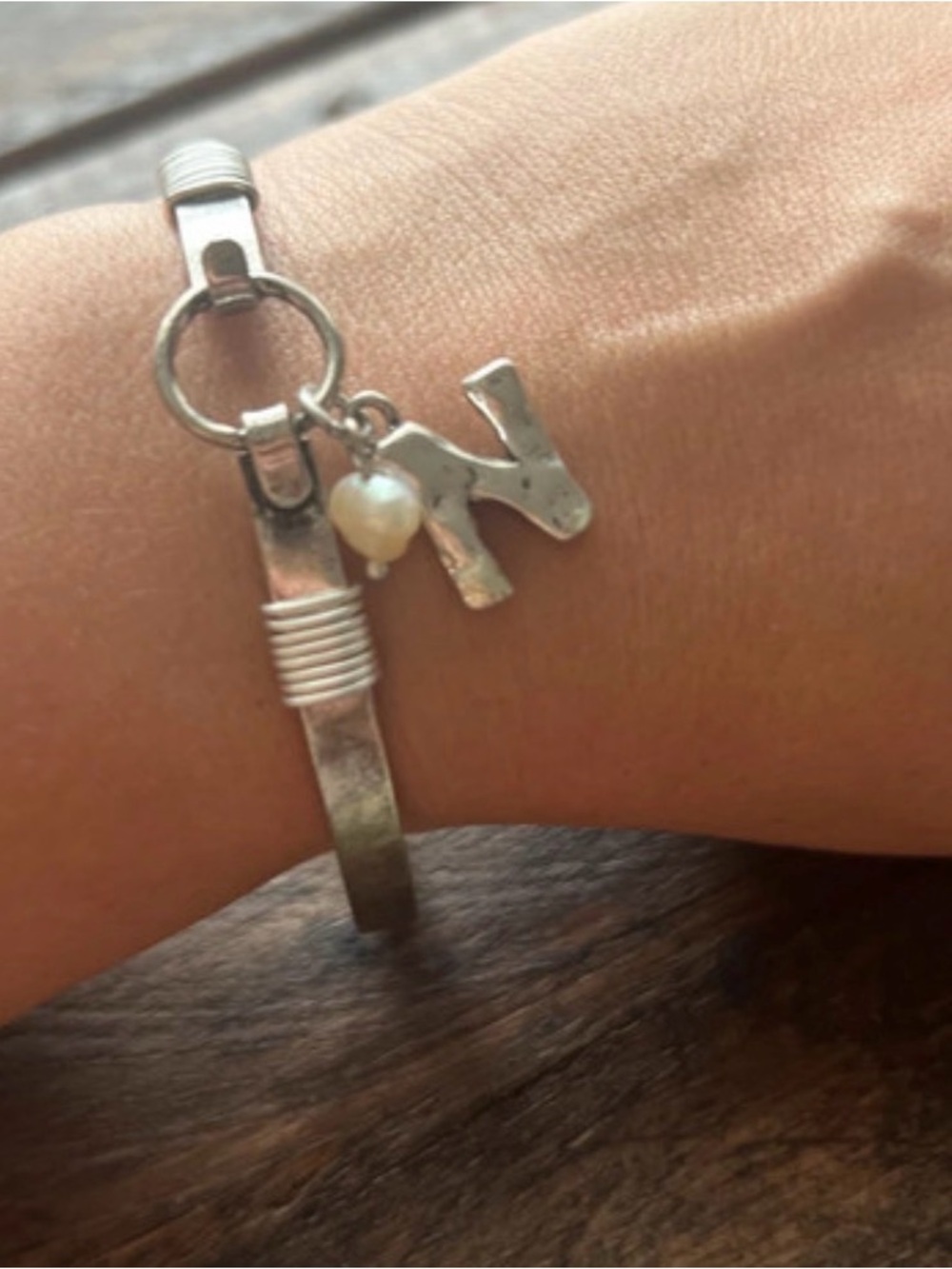 Silver Bangle - choose your letter - Picture 8 of 8